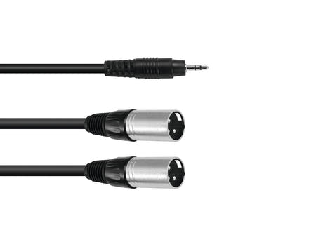 OMNITRONIC Adapter Cable 3.5 Jack/2xXLR(M) 1.5m bk