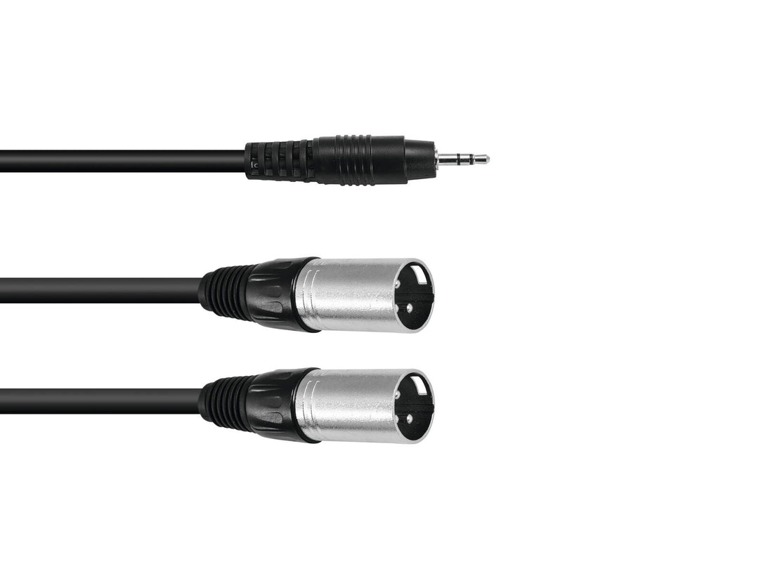 OMNITRONIC Adapter Cable 3.5 Jack/2xXLR(M) 1.5m bk