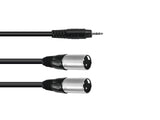 OMNITRONIC Adapter Cable 3.5 Jack/2xXLR(M) 1.5m bk