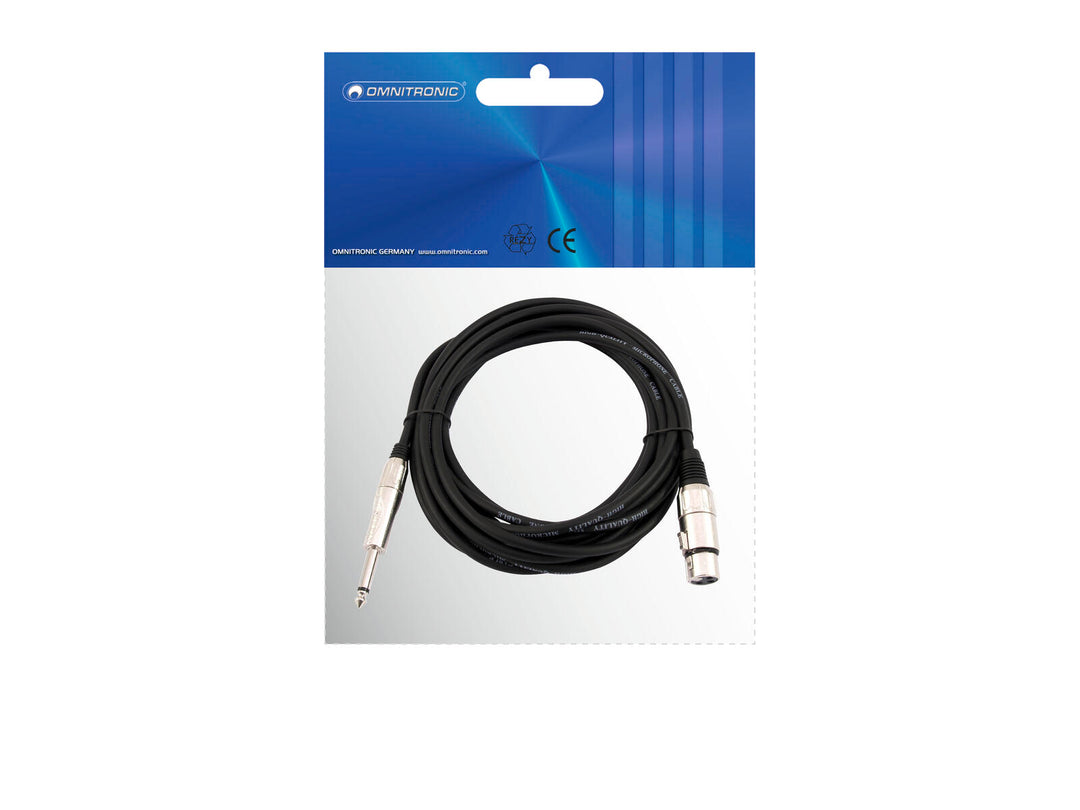 OMNITRONIC Adapter Cable XLR(F)/Jack mono 5m bk
