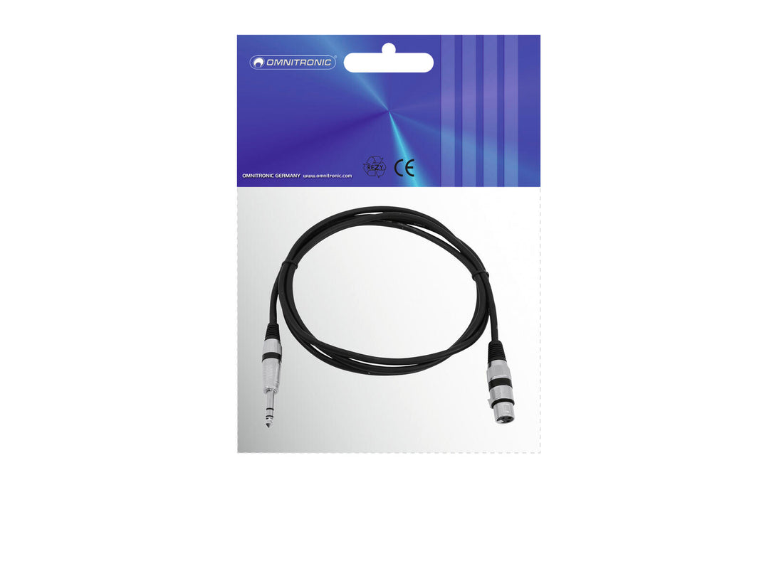 OMNITRONIC Adapter Cable XLR(F)/Jack stereo 2m bk