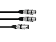 OMNITRONIC Adapter Cable XLR(M)/2xXLR(F) 1.5m bk