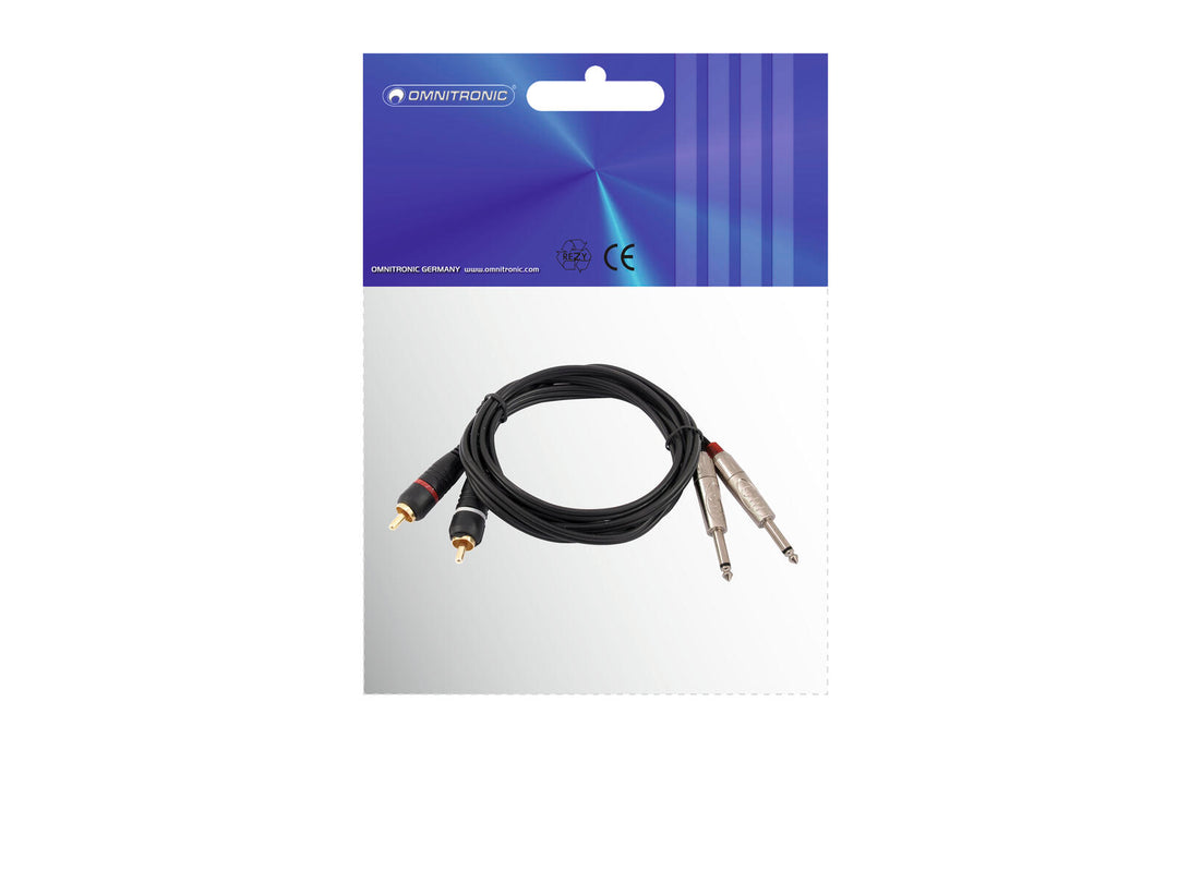 OMNITRONIC Adapter Cable 2xJack/2xRCA 1m bk