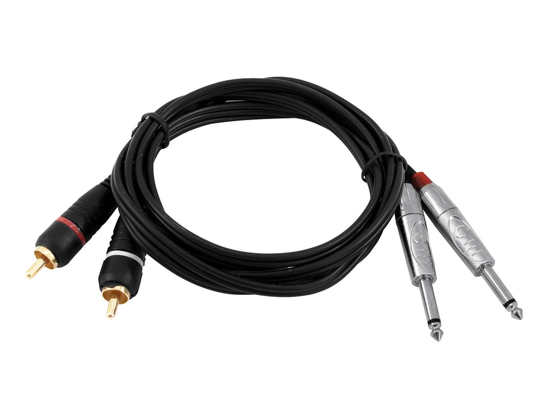 OMNITRONIC Adapter Cable 2xJack/2xRCA 6m bk