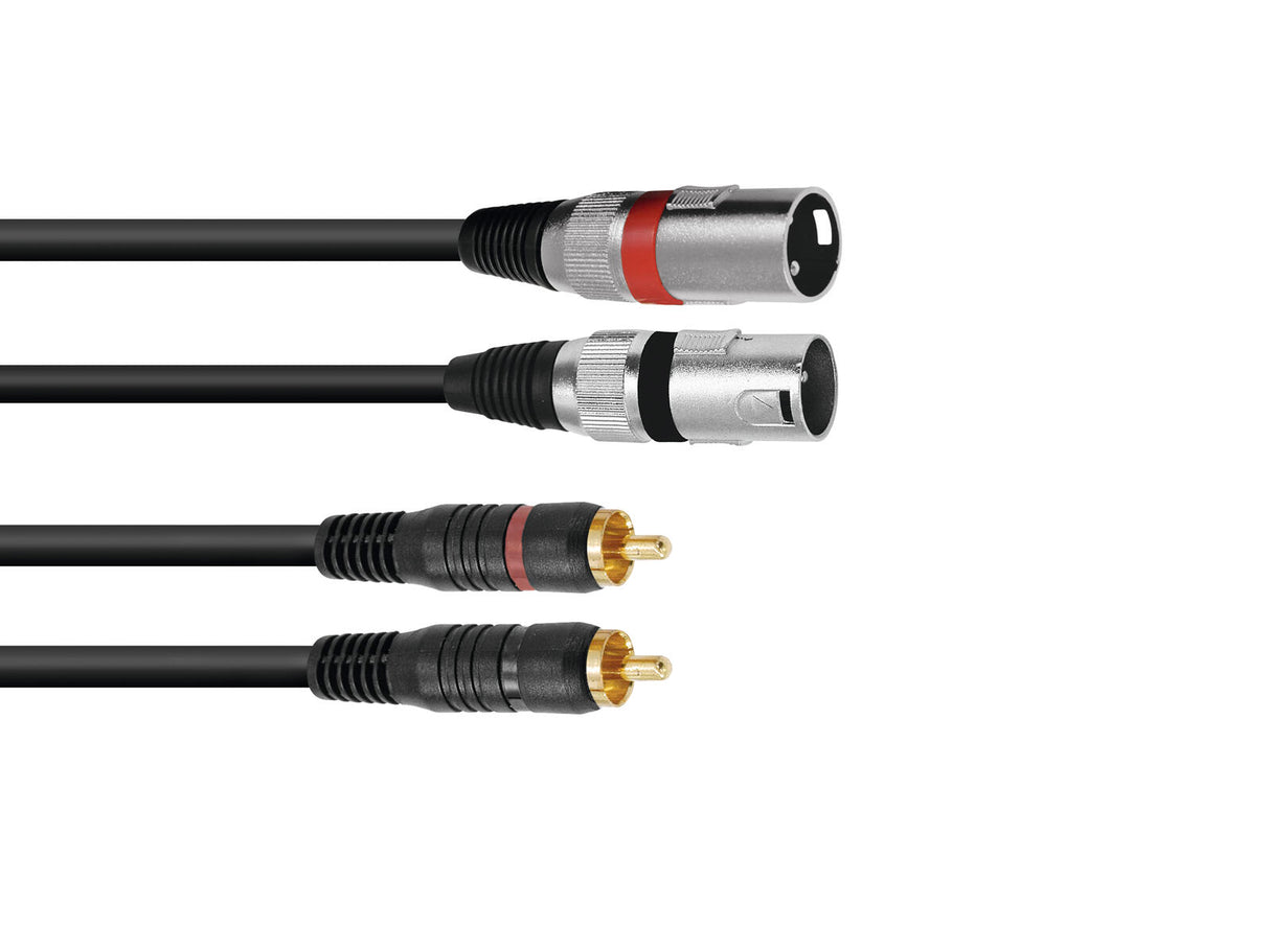 OMNITRONIC Adapter Cable 2xXLR(M)/2xRCA 3m bk