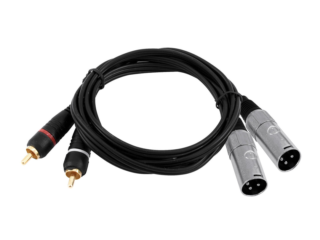 OMNITRONIC Adapter Cable 2xXLR(M)/2xRCA 3m bk