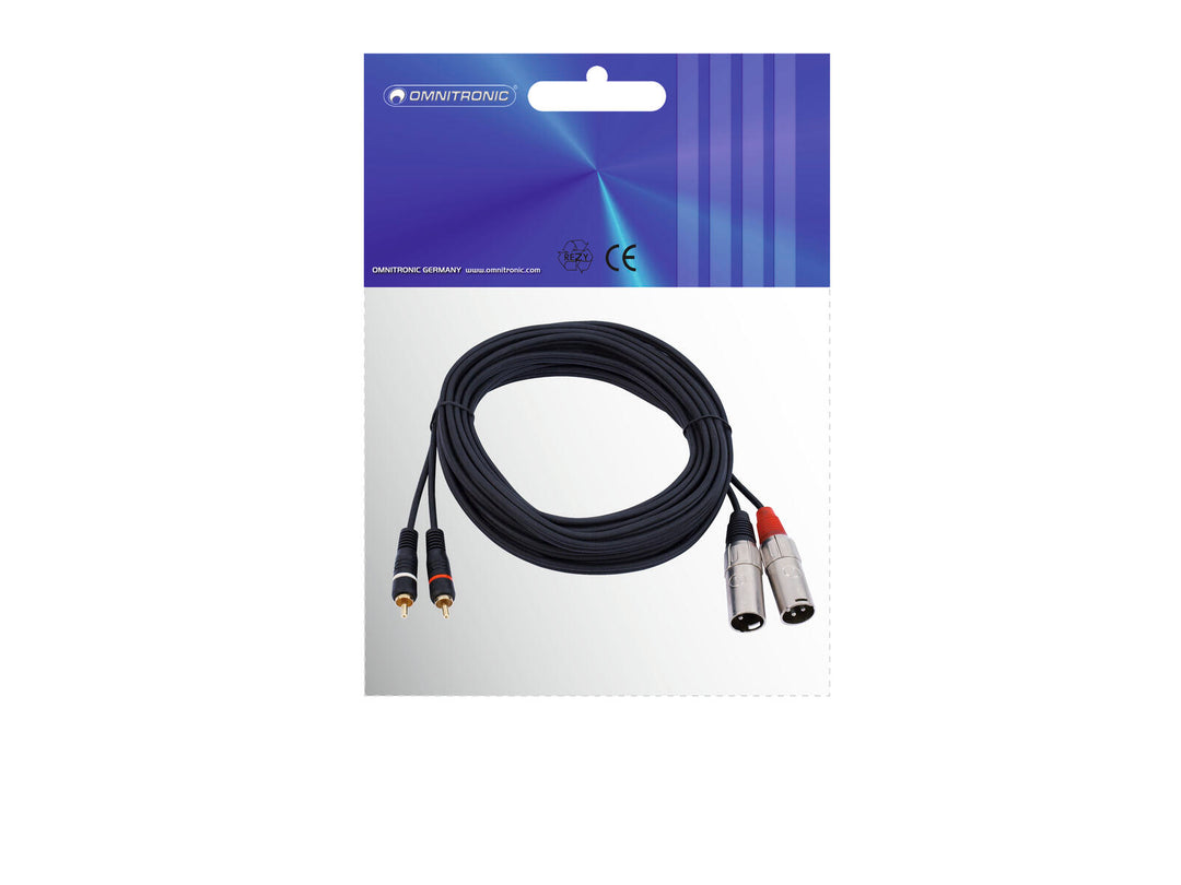OMNITRONIC Adapter Cable 2xXLR(M)/2xRCA 6m bk