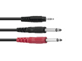 OMNITRONIC Adapter Cable 3.5 Jack/2xJack ECO 3m bk