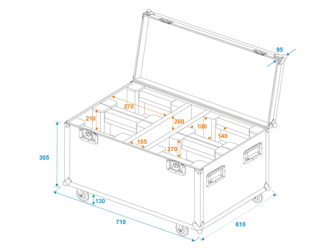 ROADINGER Flightcase 4x LED TMH-X1 Moving Head Beam with wheels