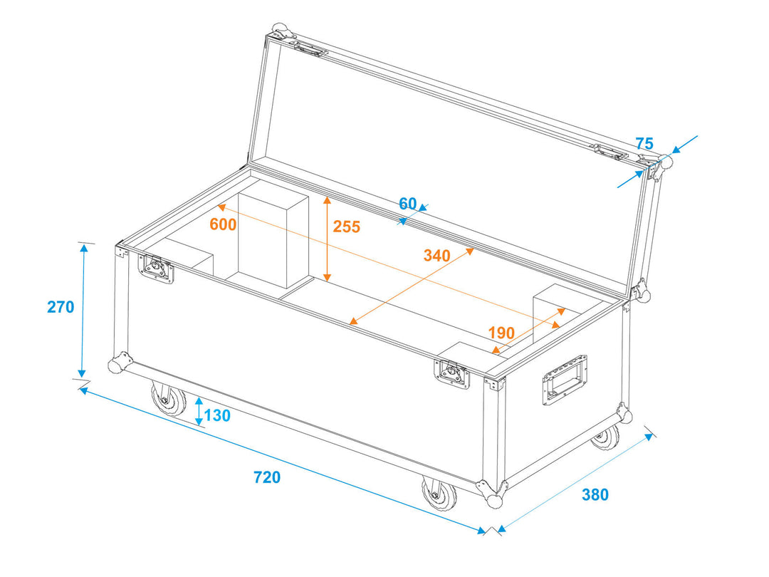 ROADINGER Flightcase 1x LED SL-350/SL-160 with wheels
