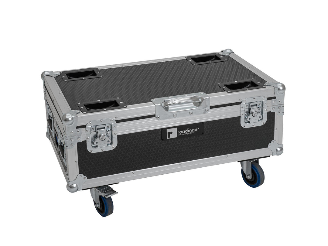 ROADINGER Flightcase 6x AKKU UP-4 QCL Spot QuickDMX MK2 with charging function and wheels