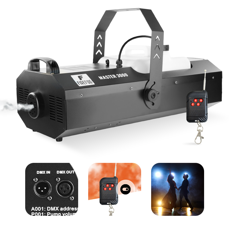 Firefog Master 3000 røgmaskine 3000 W med DMX og fjernbetjening