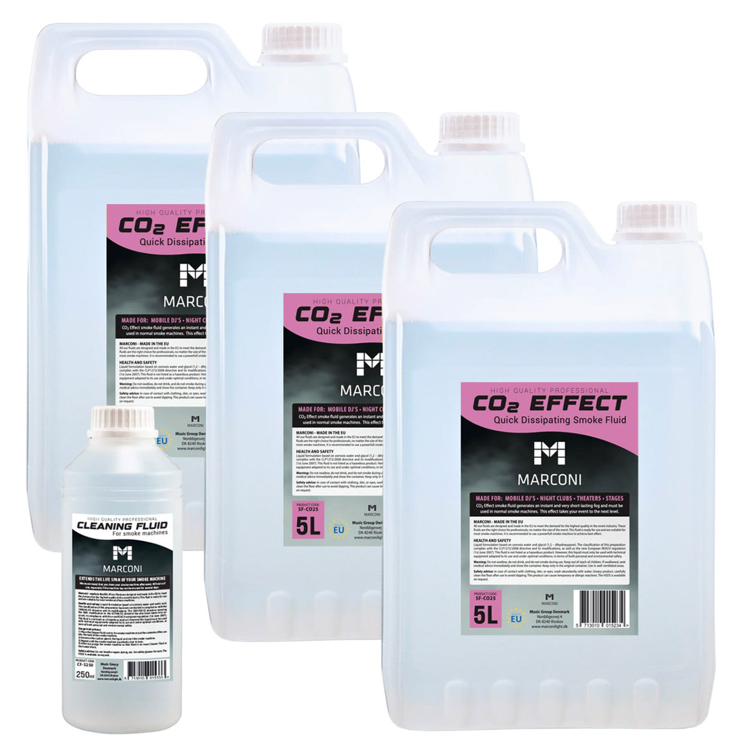 3 x 5L Røgvæske (CO2 Effekt) + 250ml Rensevæske