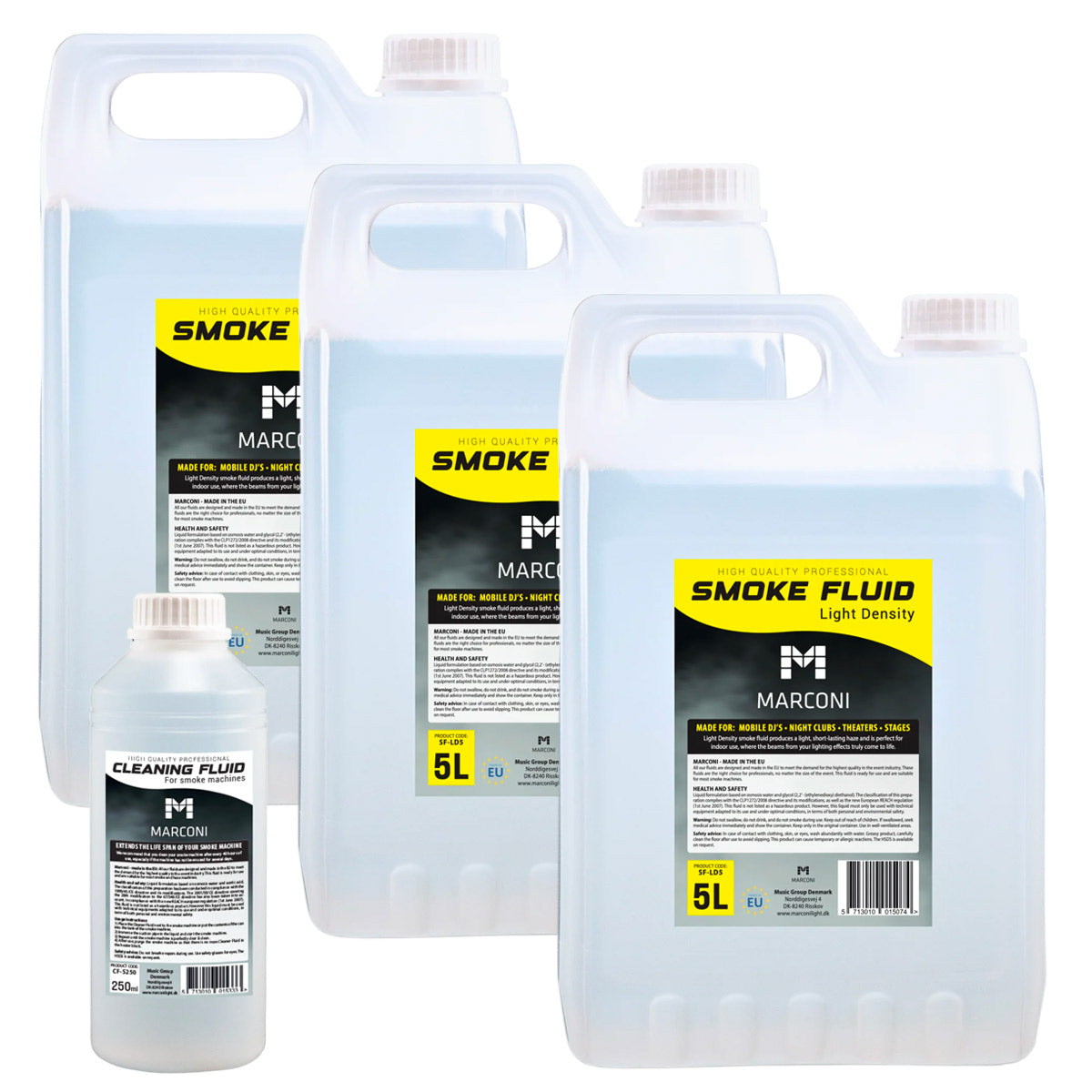 3 x 5L Røgvæske (Light) + 250ml Rensevæske