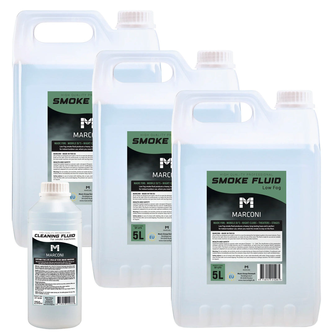 3 x 5L Røgvæske (Low Fog) + 250ml Rensevæske