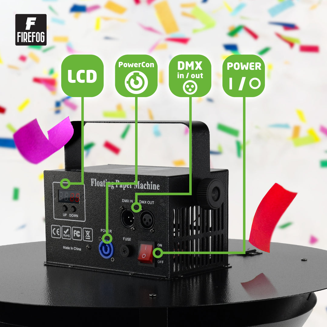 Firefog elektrisk konfettikanon 200 W med DMX og fjernbetjening
