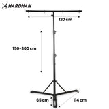 Hardman HLS13 lysstativ med T-bar og taske, 3 m, 70 kg