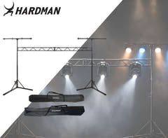Hardman SDLS8 lysbro på stativer, 3,5 m høj og 3 m bred, to tasker
