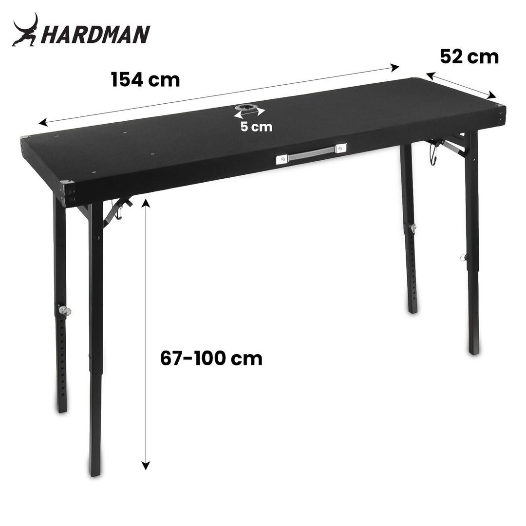 Hardman DTS1 foldbart DJ-bord, 154 x 52 cm, med taske