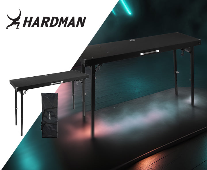 Hardman DTS1 foldbart DJ-bord, 154 x 52 cm, med taske