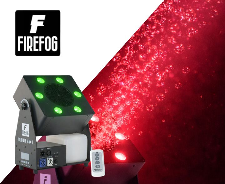 Firefog Bubble Max 1 boblemaskine med LED, DMX og fjernbetjening