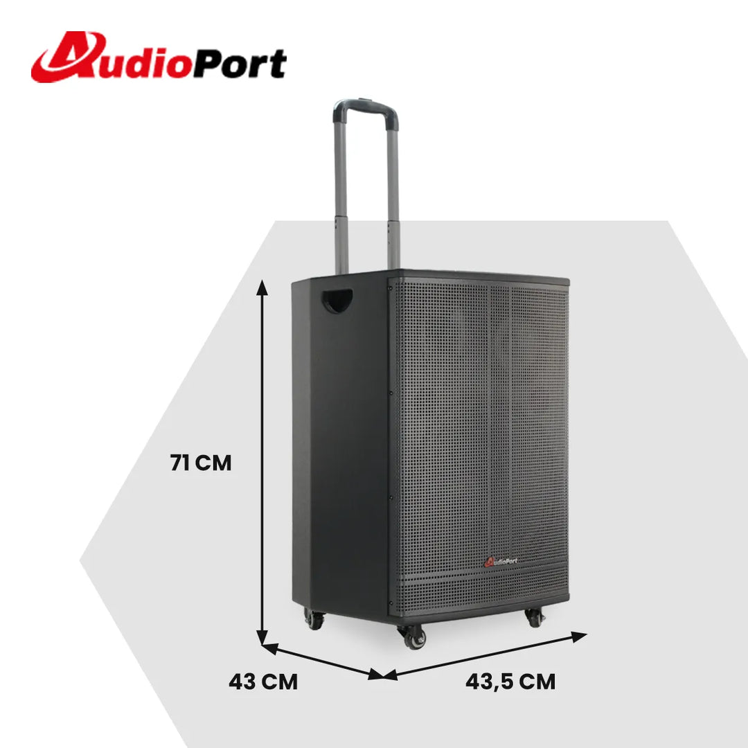 Audioport V15 transportabel aktiv højttaler 500 W med 2 mikrofoner