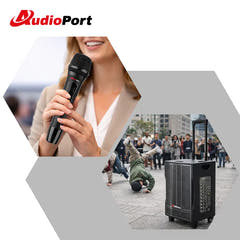 Audioport V8 transportabel aktiv højttaler 250 W med 2 mikrofoner