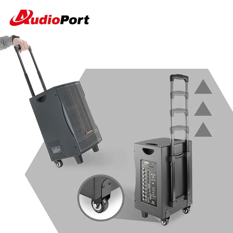 Audioport V8 transportabel aktiv højttaler 250 W med 2 mikrofoner