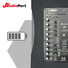 Audioport V8 transportabel aktiv højttaler 250 W med 2 mikrofoner
