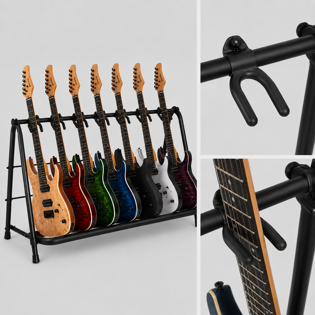 Hardman guitarstativ til 7 guitarer, foldbart