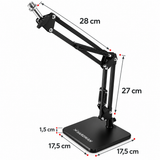 Hardman bordmikrofonstativ med tung base og arm, op til 2,5 kg