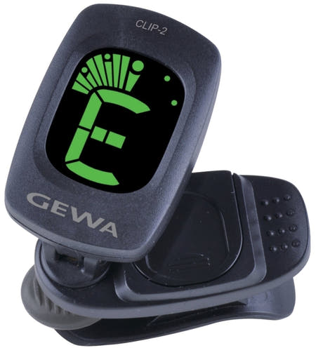 GEWA CLIP-2 automatisk clip-on tuner, kromatisk, LCD-nåledisplay
