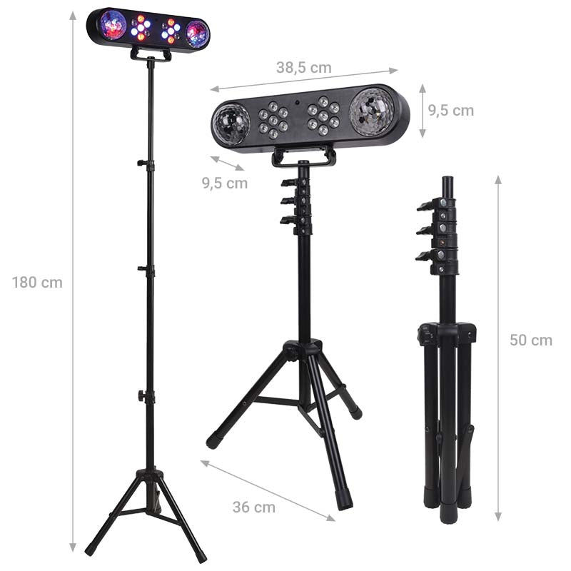 LIGHT4ME MAGIC BAR diskokugleeffekt LED PAR + stativ + fjernbetjening