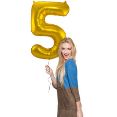 5 Formet Nummer Folieballon (Guld, 86 cm)