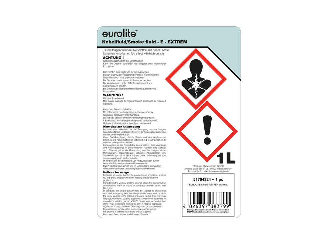 EUROLITE SMOKE FLUID -E- Extreme, 1l smoke fluid
