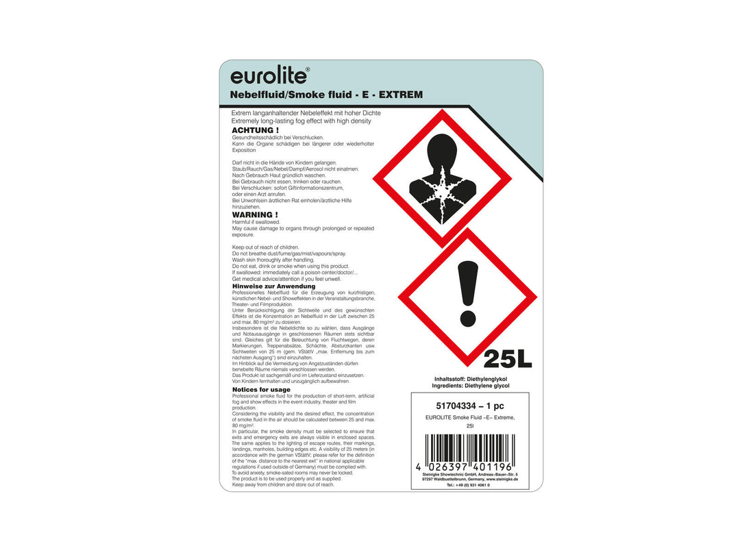 EUROLITE SMOKE FLUID -E- Extreme, 25l smoke fluid