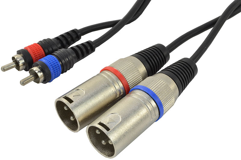 Adapter Kabel 2 x XLR Han til 2 x RCA Phono Han