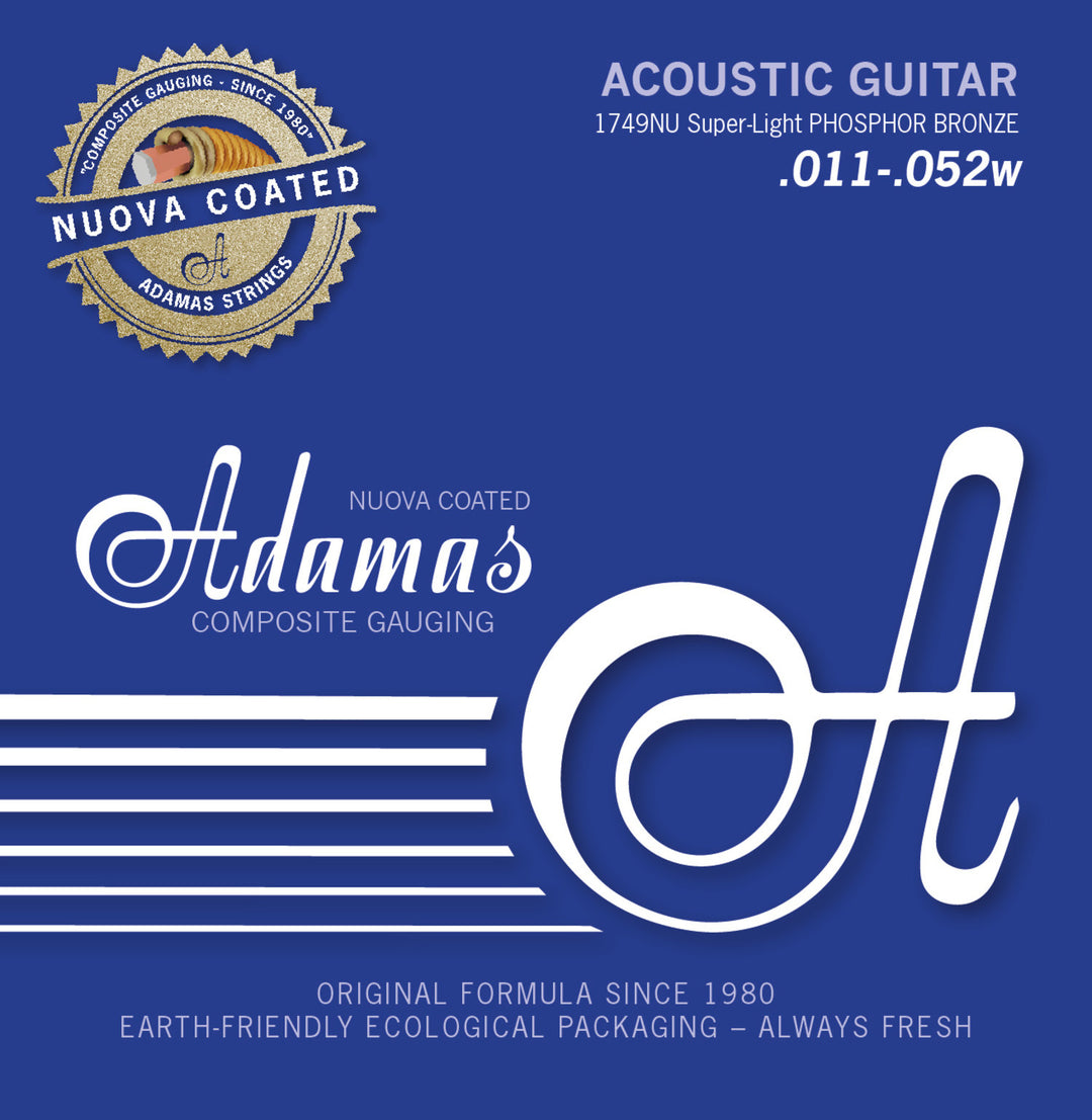 Adamas Strings for Acoustic Guitar Nuova phosphor bronze coated - Super-Light .011-.052 (1749NU)