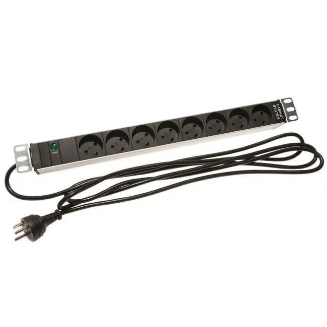 Strømskinne m. Jord (DK, 19" Rack)