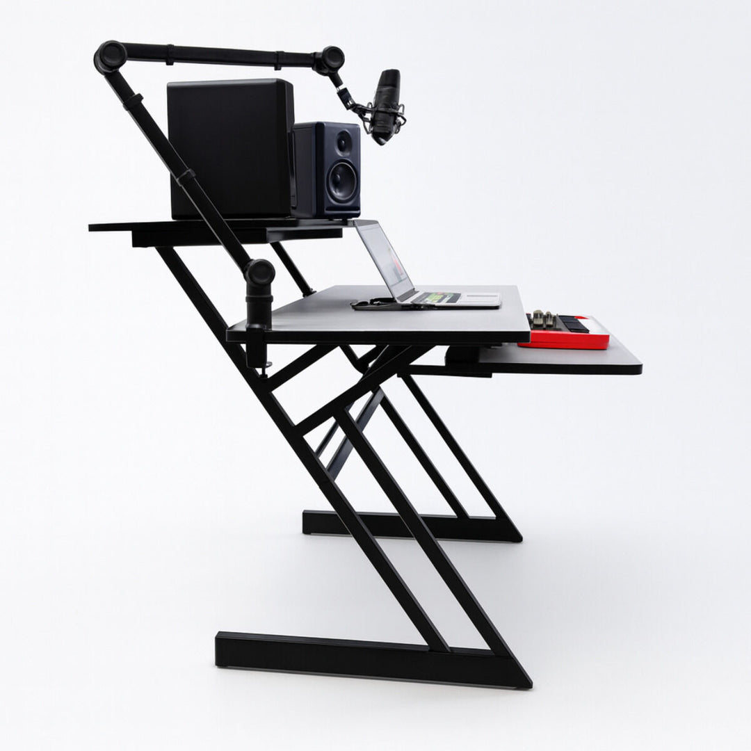 Studiebord med hylder og udtræk til keyboard (120 cm)