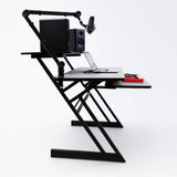Studiebord med hylder og udtræk til keyboard (120 cm)