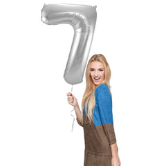 7 Formet Nummer Folieballon (Sølv, 86 cm)