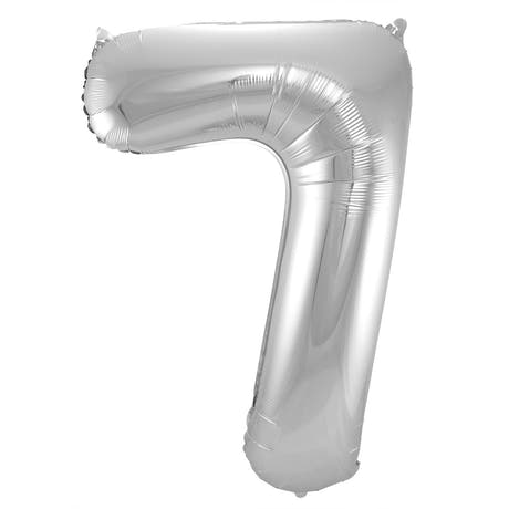 7 Formet Nummer Folieballon (Sølv, 86 cm)