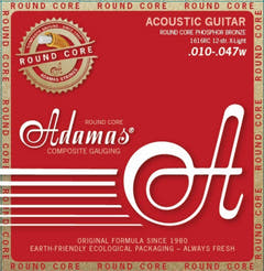 Adamas Strings for Acoustic Guitar Historic Reissue Phosphor Bronze Round Core - 12-str. Light .010-.047 (1616RC)