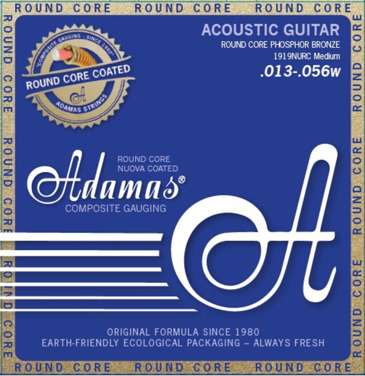Adamas Strings for Acoustic Guitar Nuova Phosphor Bronze coated round core - Medium .013-.056 (1919NURC)