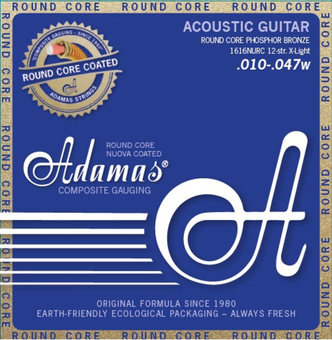Adamas Strings for Acoustic Guitar Nuova Phosphor Bronze coated round core - 12-str. Light .010-.047 (1616NURC)