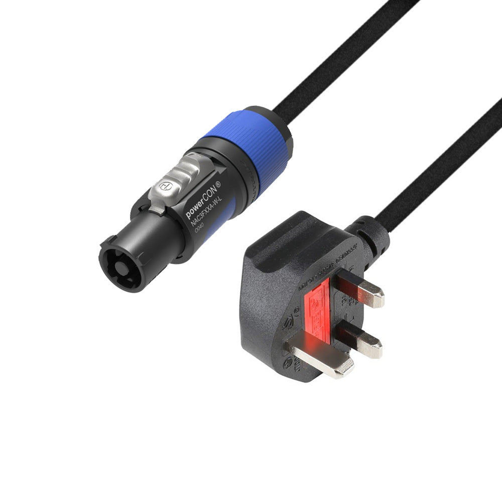 Adam Hall Cables 5 STAR PCON 0150 GB - Strømkabel | Neutrik powerCON® til BS1363/A | 1,5 m