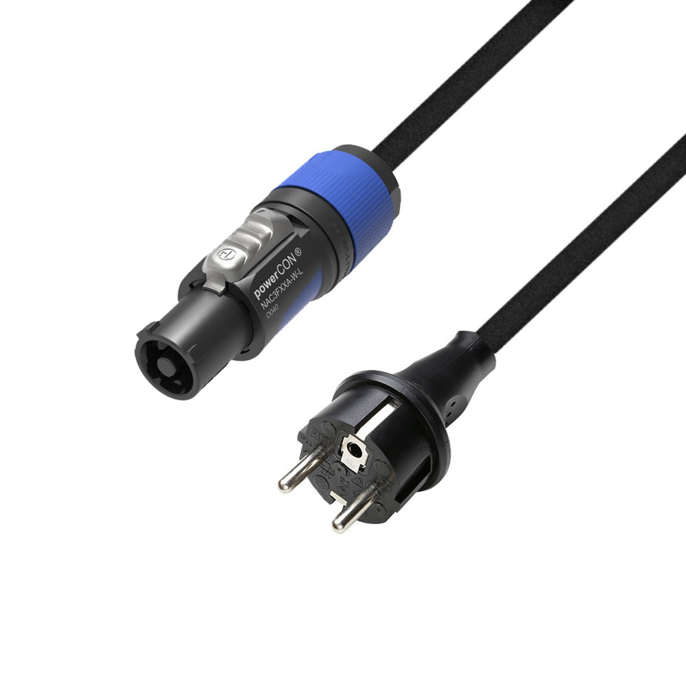 Adam Hall Cables 5 STAR PCON 0150 - Strømkabel | Neutrik powerCON® til CEE 7/7 med Titanex®-ledning | 1,5 m