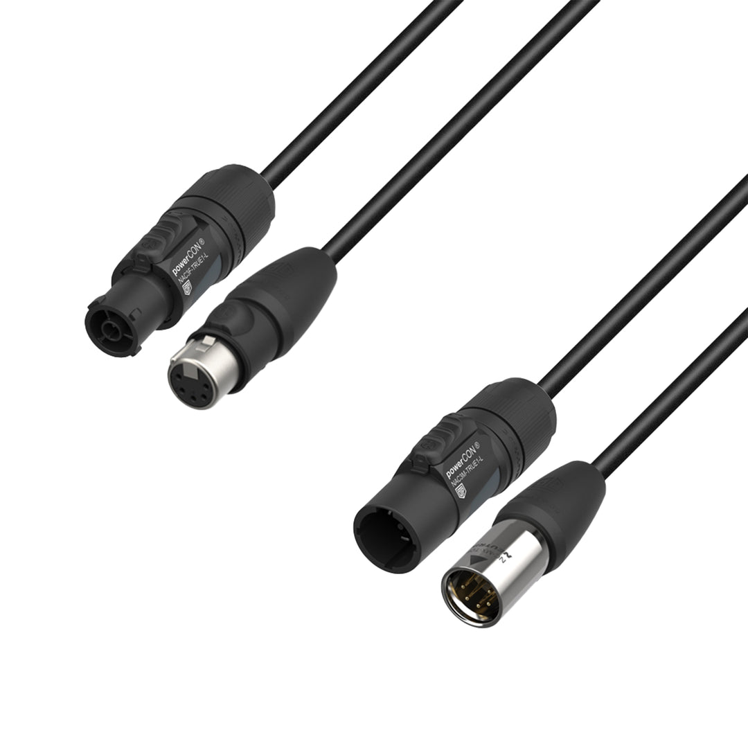Adam Hall Cables 5 STAR H TCON 5D 0500 IP65 - Hybridkabel | Strøm & DMX | Neutrik® XLR 5-polet IP65 x TRUE1® | 5 m