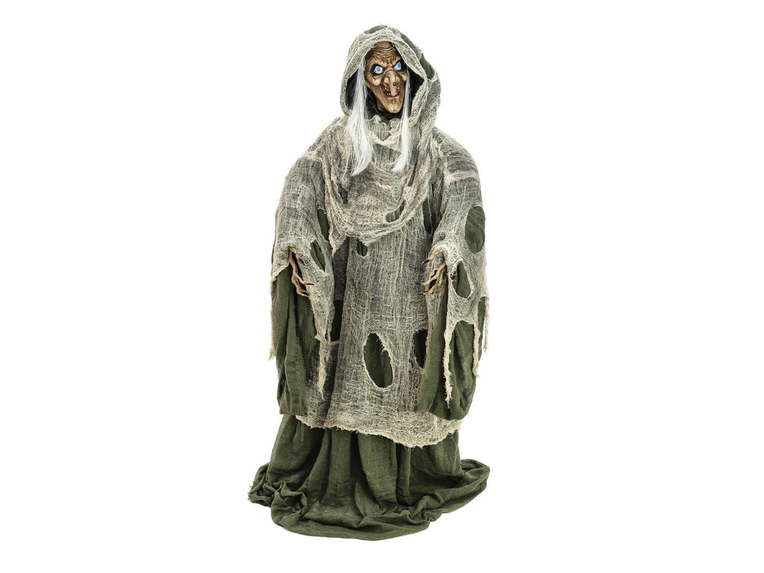 Halloween heks, grøn, animeret, 145 cm